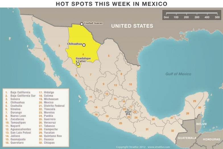 Hot Spots in Mexico map