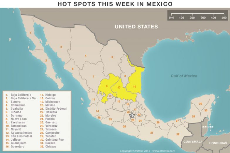 Hot Spots This Week in Mexico map
