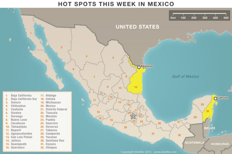 Hot Spots This Week in Mexico map