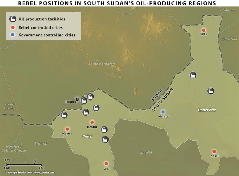 Rebel Positions in South Sudan's Oil-Producing Regions