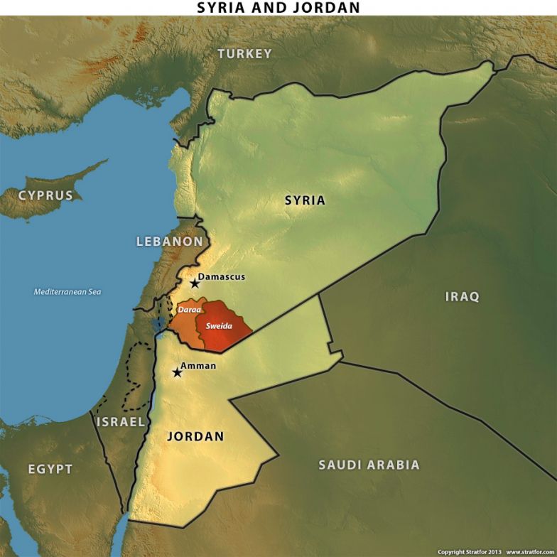 Map of Syria and Jordan
