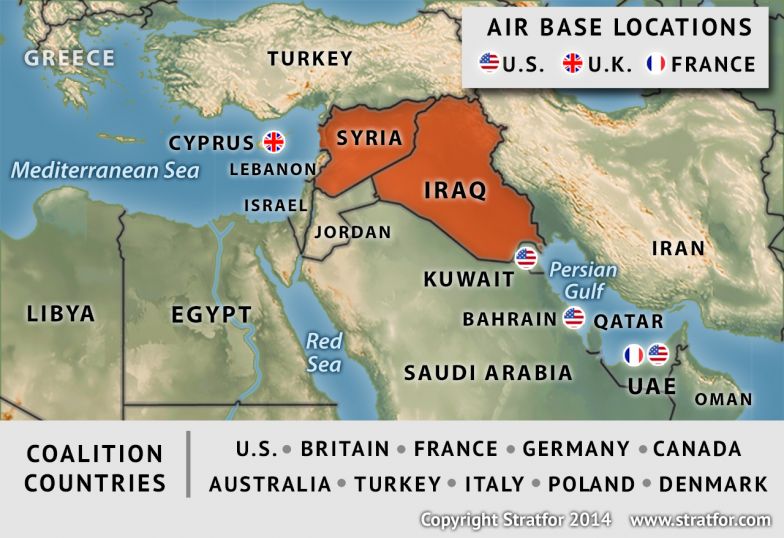 Air Base Locations of Core Coalition Countries